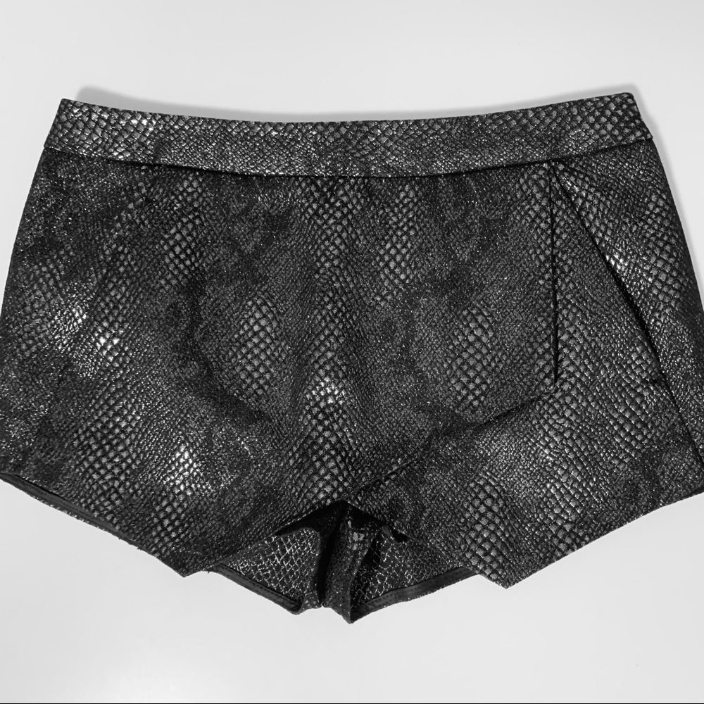 Express Black Metallic Snake Print Skort